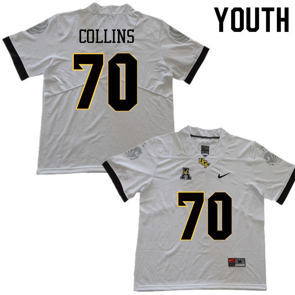 Youth #70 Edward Collins UCF Knights College Football Jerseys Sale-White - Click Image to Close